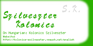 szilveszter kolonics business card